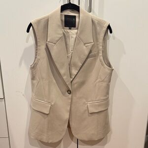 Beige Sleeveless Blazer Vest
